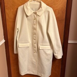 UNBRANDED VINTAGE DOUBLE KNIT CREAM COLOR COAT SIZE 20